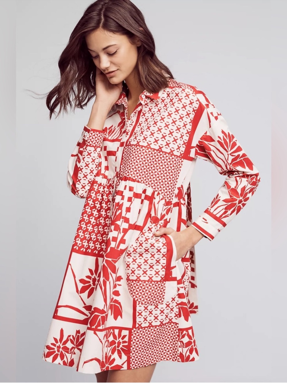 Maeve Anthropologie Printmaker Poplin Shirtdress Size XXS